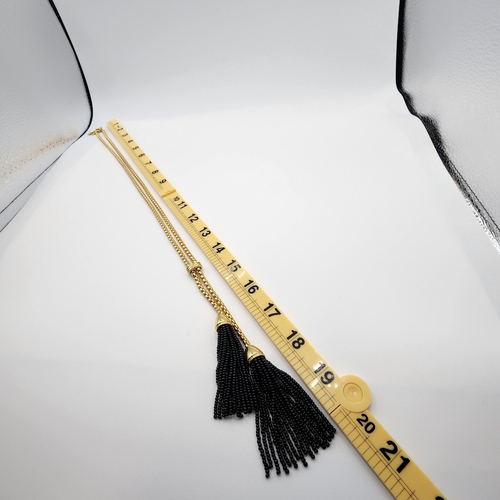 J. Crew Gold Tone and Black Beaded Offset Necklace - Picture 3 of 11
